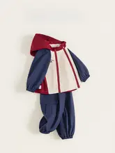 フード付きジャケット キッズ ボーイズ Wファスナー バイカラー ジョガーパンツ 2点セット アウトドア スポーツ ストリート 秋