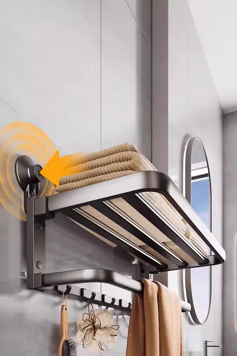 Taile 衛生間用 吸盤式タオルラック【穴あけ不要・高級感あるデザイン・バスルーム用】