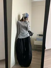 フィットの広めのクロップドパンツ【ウエストゴム・レトロスタイル・女性用】（セットアップ対応）