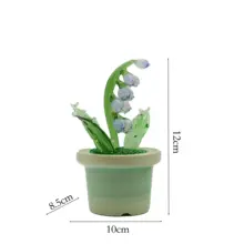 美しい琉璃製のシミュレーションリリー鉢植え【デスク装飾・癒しアイテム】
