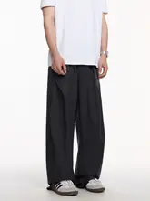 韓国版痩身メンズパンツダークグレールーズワイドレッグカジュアルパンツ