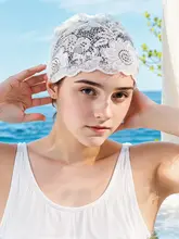 大きいサイズの防水スイムキャップ【PUレース・耳保護付き・女性用・ロングヘア対応】
