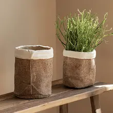 植木鉢 装飾/多肉植物/コンクリート麻袋のレトロな陶器/庭の装飾