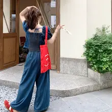 トレンドデニムシャツとワイドパンツのコーディネート（セットアップ対応）