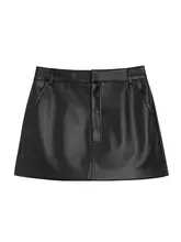 春用クールガールミニスカート【合成革・Aライン・ハイウエスト】