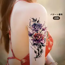 オレンジローズのカラフルフラワータトゥーシール【防水・おしゃれな雰囲気】