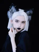 狼耳デザインのヘアバンド【グレー・アンダーグラウンドスタイル・コスプレ用】