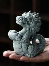 青砂石製 神龍茶宠置物【可愛いデスクトップ装飾・風水アイテム】