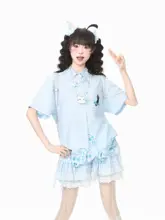 グリーンチェック猫デザインポロシャツ【レディース・夏用・軽やか】