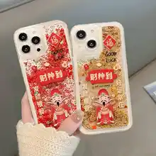 金色流砂デザインのスマートフォンケース【適用：iPhone・Huawei・Xiaomi・Reno】
