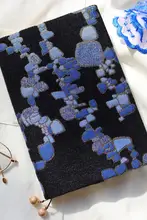 水の元素 A5手帳【ブルー・刺繍デザイン・手作り】