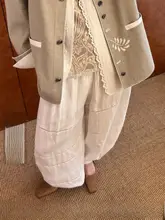 春夏用ファッショナブルなランタンシルエットのパンツ【透かしデザイン・束脚】（セットアップ対応）