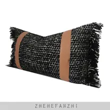 現代風の中華スタイル抱き枕【デザイナー製・長形・黒橙色・ソファ用】