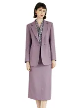 シンプルで魅力的な春用女性用スーツジャケットとミディスカート【２点コーディネート・大人の魅力】（セットアップ対応）
