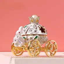 紫色ウサギの馬車デザインの桜モチーフジュエリーボックス【プリンセス風・結婚指輪収納可能】（セットアップ対応）