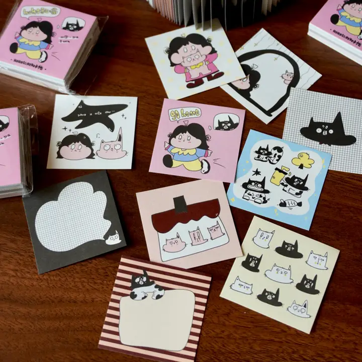 付箋ブロック メモブロック 10デザイン 10枚 オリジナルIPイラスト hohoとにゃんこ 手帳デコ 「HOHO」