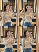 夏用柔らかい風合いのイエローオーバーサイズブラウス【長袖・フィット・女性用】
