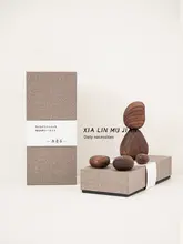 黒胡桃木製のバランスストーンアート【ナチュラル風・癒し系・抽象デザイン】