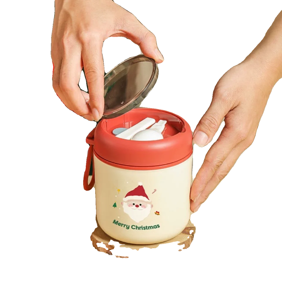 クリエイティブな女性用朝食カップ【カバー＆スプーン付・牛乳保温機能】