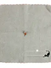 黒猫刺繍入り コットン製ハンドタオル【厚手・柔らかい・吸水性良好】