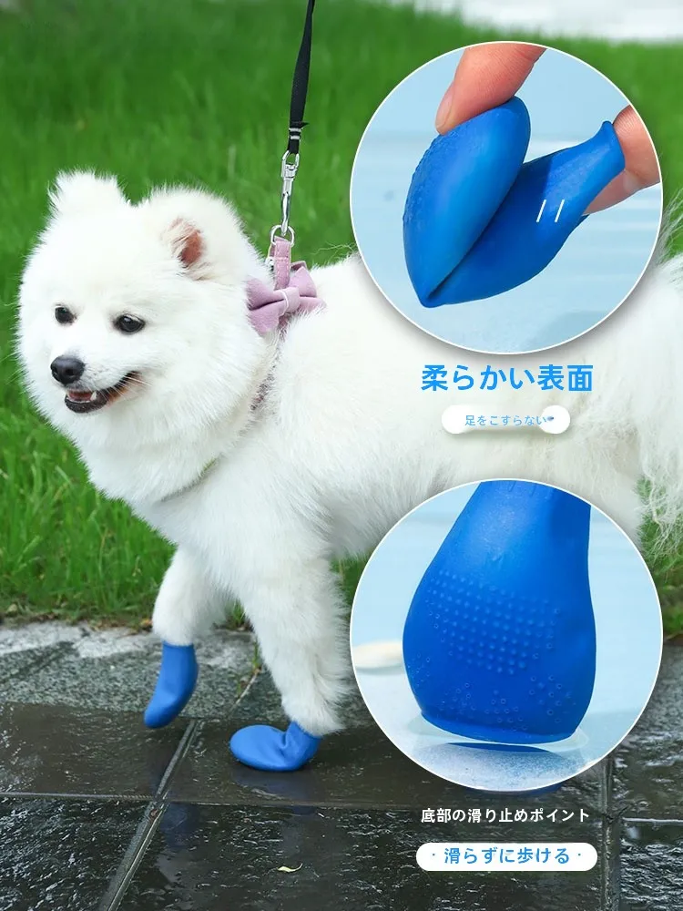 犬用柔らかい底のレインブーツ：防水夏用で脱げにくい設計が実用性を確保