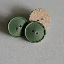 山毛榉木製グリーンボタン【15mm・凸面デザイン】