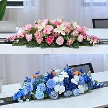 エレガントなデザインの長形会議テーブル【おしゃれな造花装飾・ビジネス用】