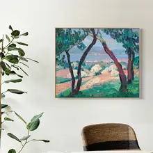 カミュのリビングルームの背景の壁の風景装飾絵画