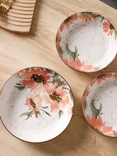高級感ある新中式 デザインの陶器製ディーププレート【菱形パターン・食器・家庭用】