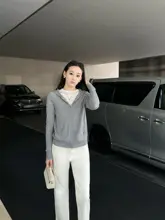 羊毛と白鹅绒のダブルジッパーカーディガン