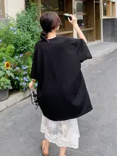 黒のTシャツワンピースとシースルーのスカート【夏の重ね着スタイル・女性用】（セットアップ対応）