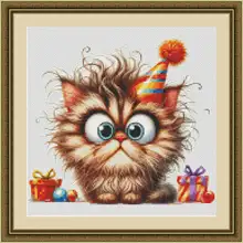 潦草喵 十字刺繍 壁掛けアート【シンプルデザイン・縦型・リビング・ダイニング用】