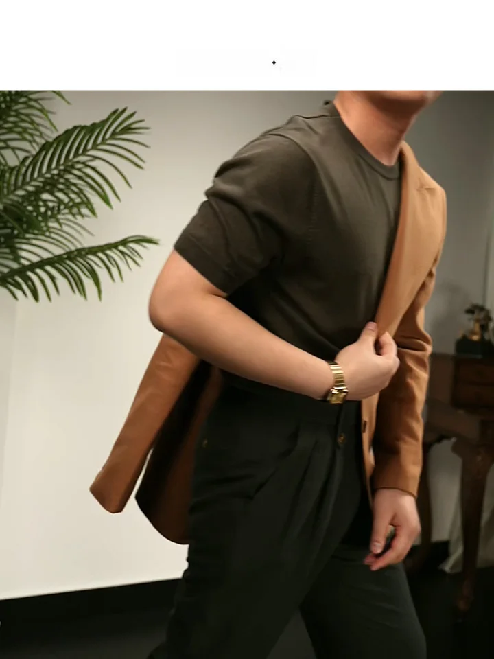 半袖Tシャツ メンズ テンセルコットン混 クルーネック ストレッチ 着痩せ 通勤 オフィスカジュアル インナー 「PAPER」