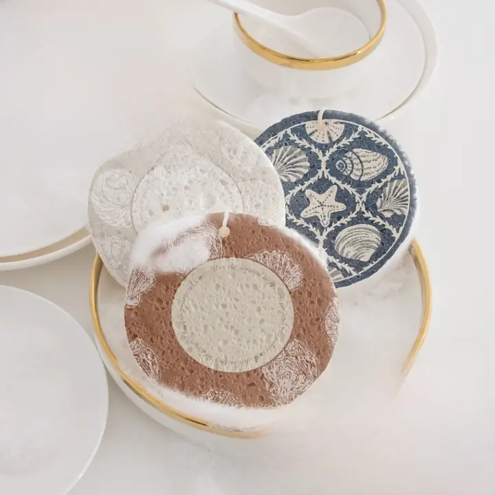 海洋貝殻圧縮パルプコットン食器用スポンジ【吸水性・油汚れ防止・家庭用】