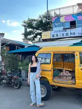 ハイウエストデニムパンツ【レディース・スリムフィット・フレア・春用】（セットアップ対応）