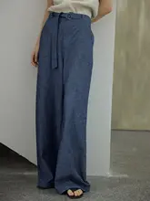 moofeel レディース ハイウエスト ワイドデニムパンツ【夏用・薄手・ルーズフィット・ロング】