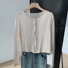 女性用ショート日焼け止めカーディガン薄いテンセルマスク