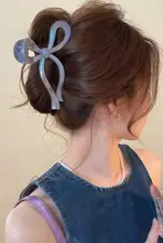 バタフライボウ付き大容量シャーククリップ【学生向け・おしゃれなヘアアクセサリー】