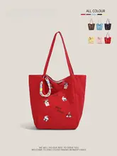 可愛い小犬刺繍キャンバストートバッグ【大容量・両面使用・通勤・学校用】