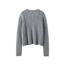 冬用 フェニックスデザイン ラウンドネック ケーブルニットカシミヤセーター【女性用・ゆったりタイプ・秋冬】（セットアップ対応）