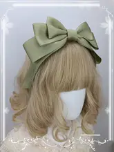多色マットコットンサテンリボン蝶結びヘアバンド【ロリータ風・大きなリボン付き】