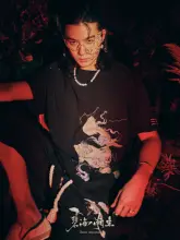 中国風デザインの水洗いできる短袖Tシャツ【純綿・刺繍プリント・男女兼用】