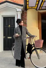 クラシック千鳥格デザインのウールコート【秋春用・大人のエレガンス・テーラードカラー】