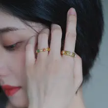 菱形カットの碧玺ダイヤモンドリング【開口デザイン・重ね付け・女性用・軽奢】（セットアップ対応）