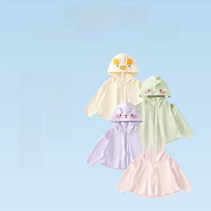 UPF50+対応の子供用防晒ケープ【薄手・夏用・女の子用】