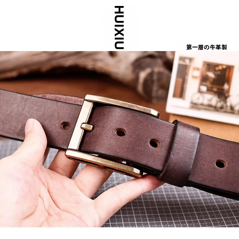 手作り牛革ベルト：ビンテージ風厚手バックル付きの着用感と実用性