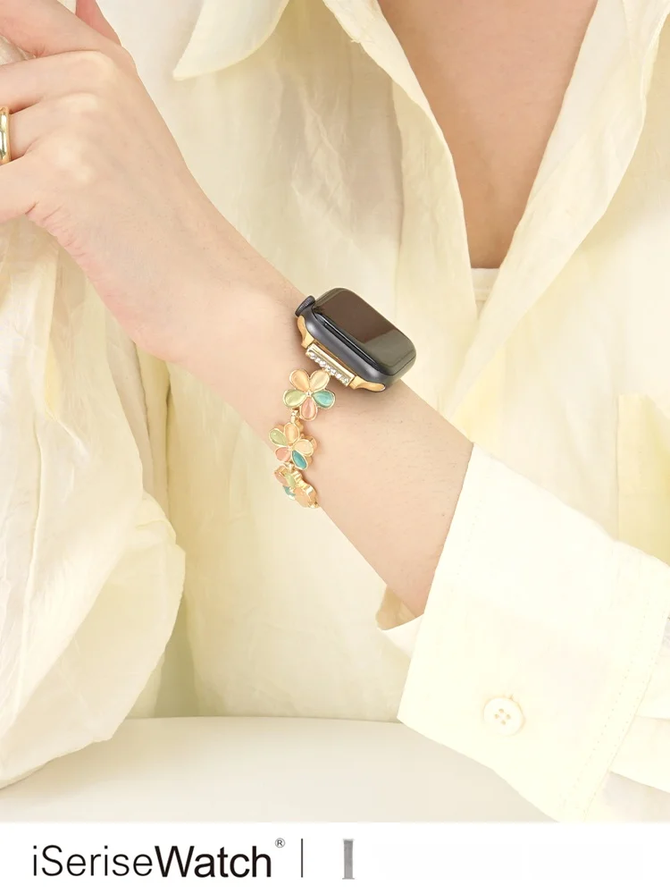 おしゃれなメタルブレスレット：Apple Watch用の透湿性花デザインが夏に最適な理由