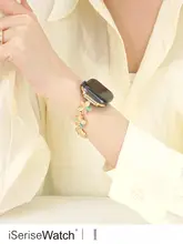 おしゃれなメタルブレスレット【クールな花デザイン・Apple Watch用・夏用・透湿性あり】（セットアップ対応）