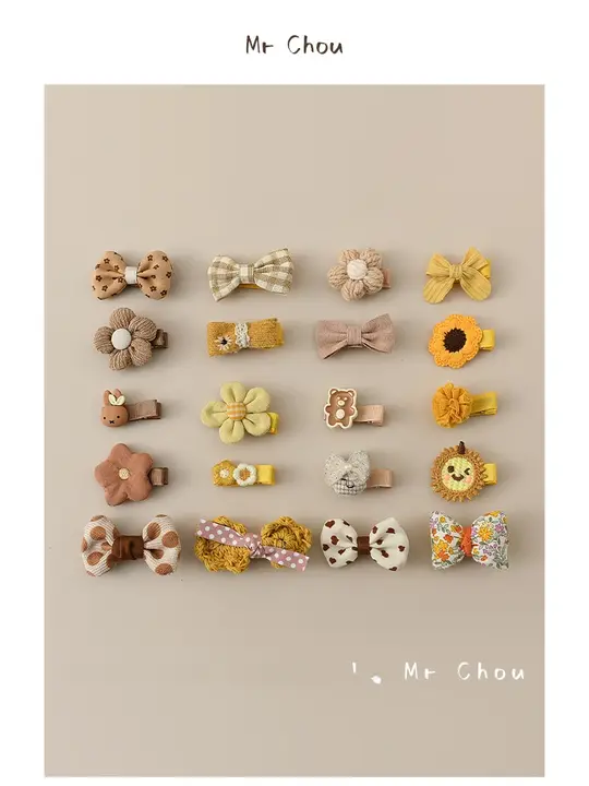 全包布の赤ちゃん用ヘアクリップ【リボンデザイン・髪を傷めない・かわいい】