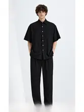 夏季用 メンズ ワイドストレートパンツ【カジュアル・レトロデザイン・快適な着心地】